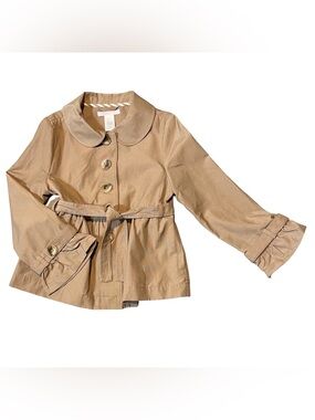 Janie and Jack Parisian Chic Girls Tan Raincoat/ Trench Coat with Belt 4-5